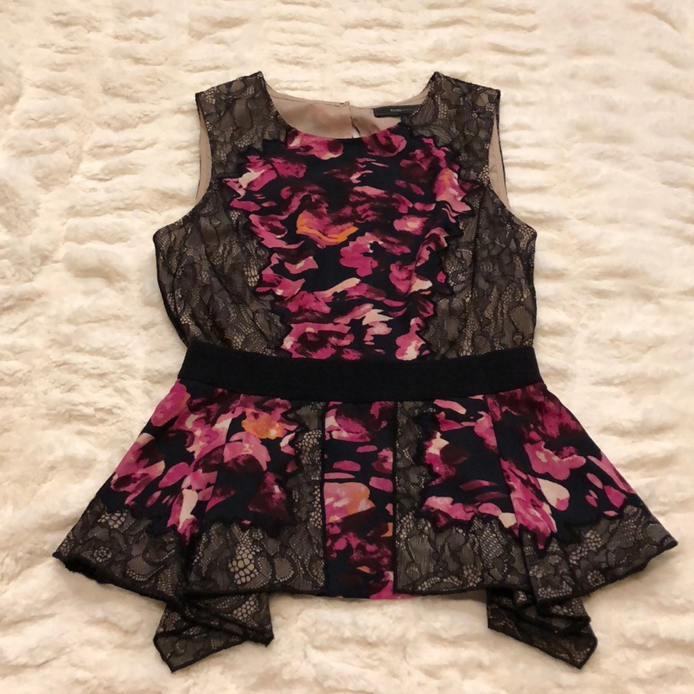 Peplum lace and floral top